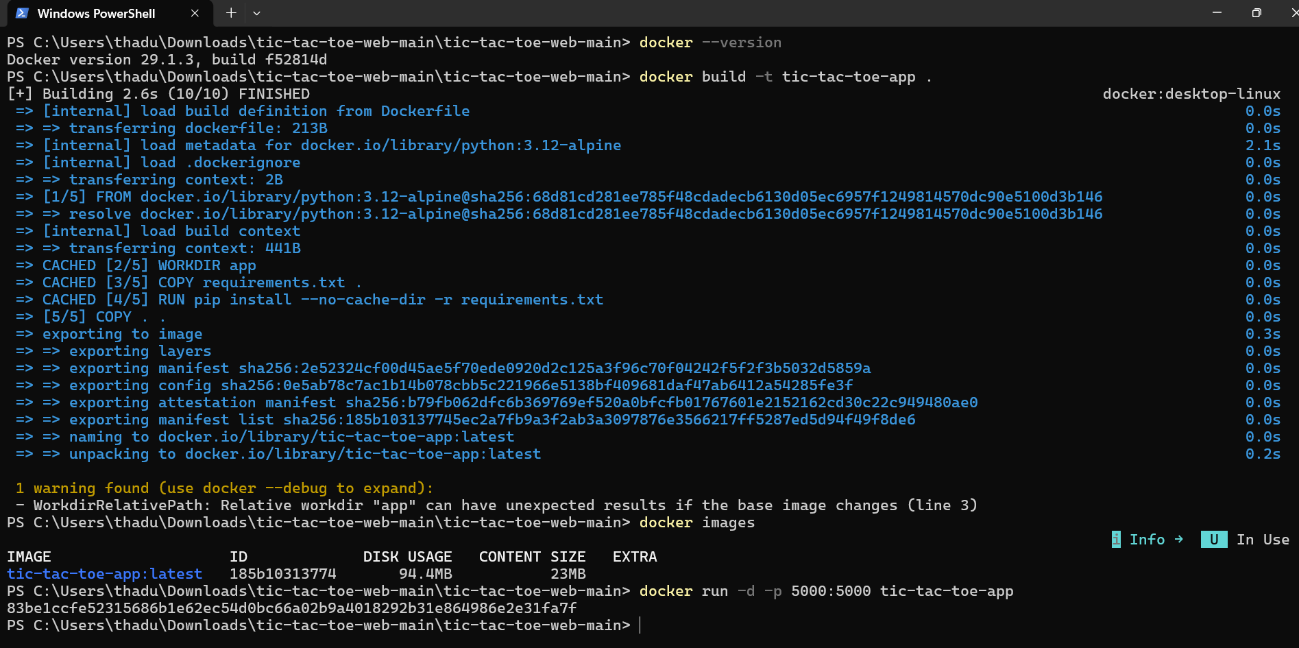 Build commands for the Docker Image