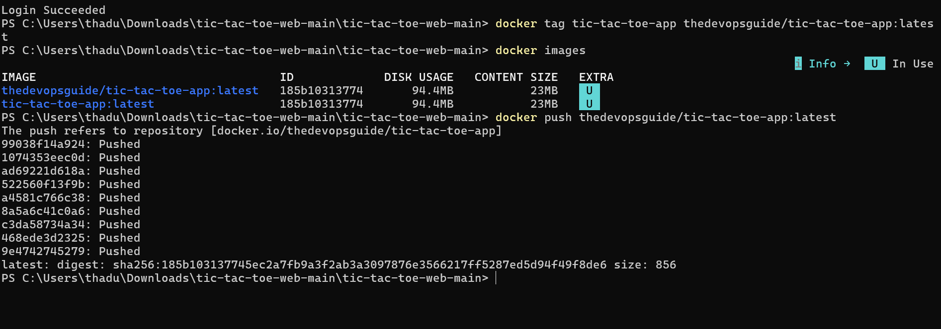 commands to Push the Docker Image to Docker Hub
