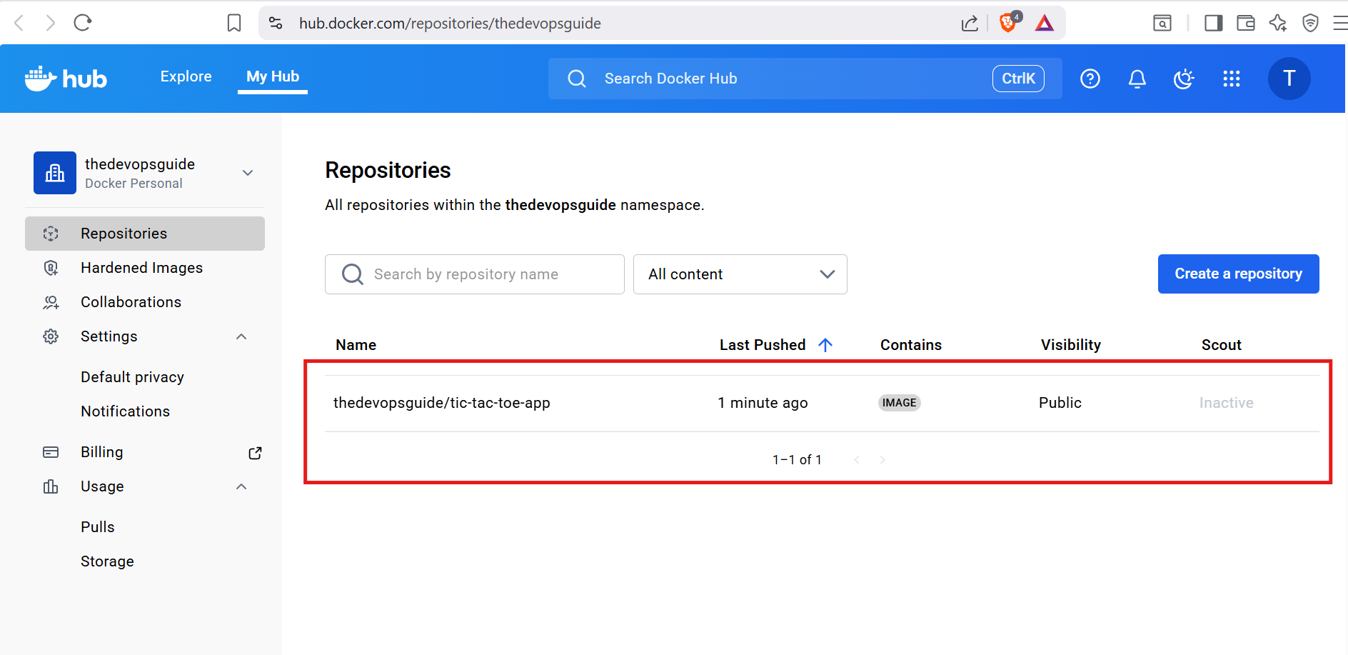 Push the Docker Image to Docker Hub account