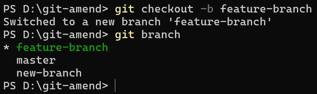 Git checkout -b creating and switching to new branch