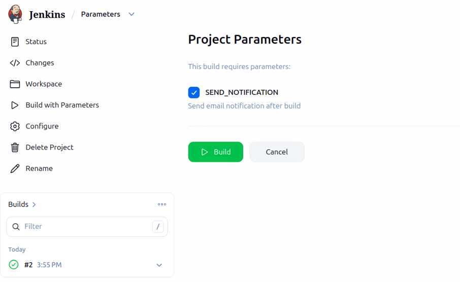 Boolean Parameter Build Now UI
