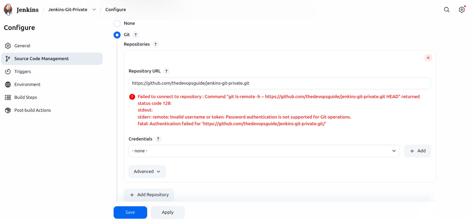 ERROR Repository not found