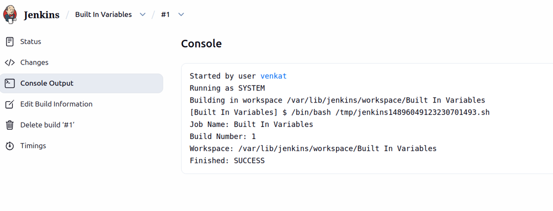 Environment Variables in Jenkins console output