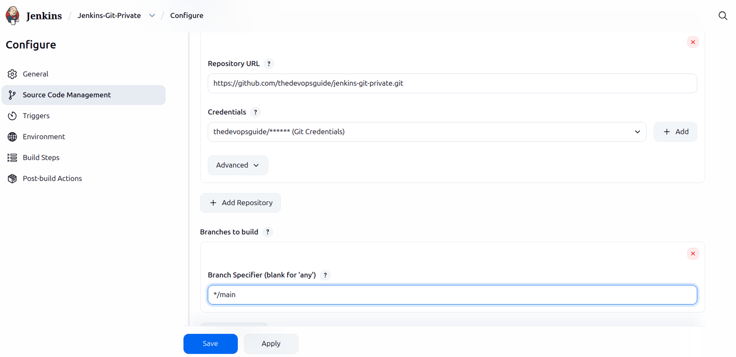 Git Credentials Configure in Jenkins