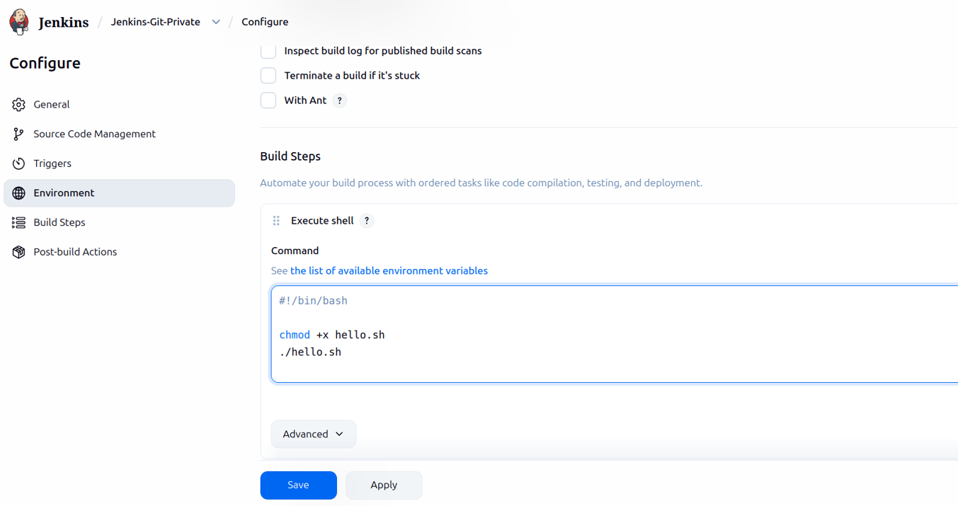 Git Private Repo Build steps