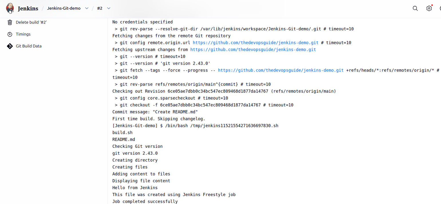 Jenkins Git integration console output