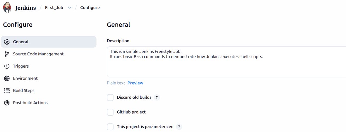 Jenkins Job Description