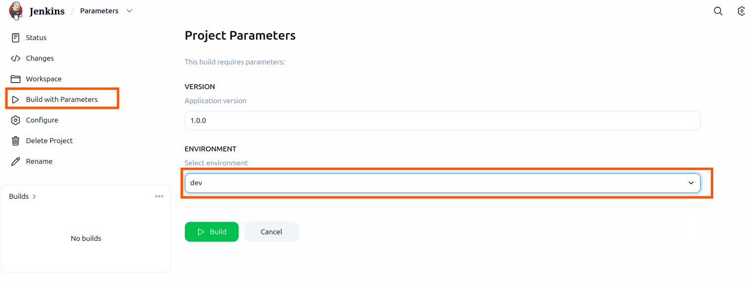 Parameter in Jenkins Build UI
