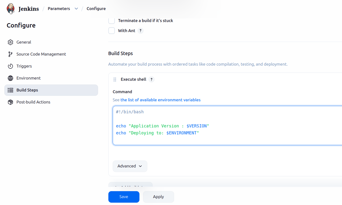 Parameter in Jenkins Example
