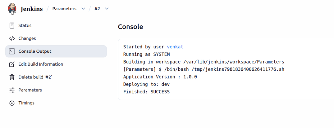 Parameter in Jenkins output